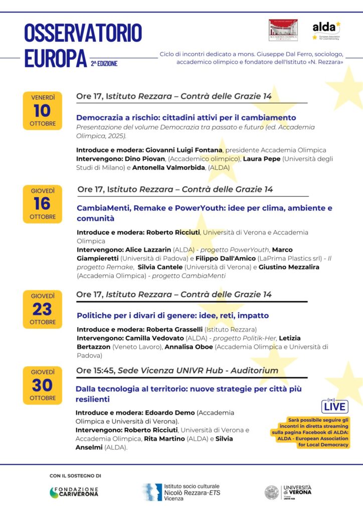 Osservatorio Europa: quattro incontri sull'attualità 1 9ott Locandina Osservatorio